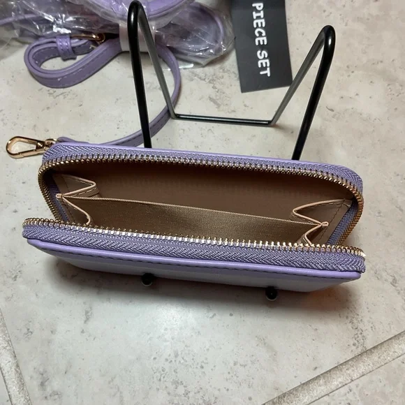 Kayla + Ava lavender quilted vegan leather Crossbody bag and wallet set. NWT - Picture 6 of 6